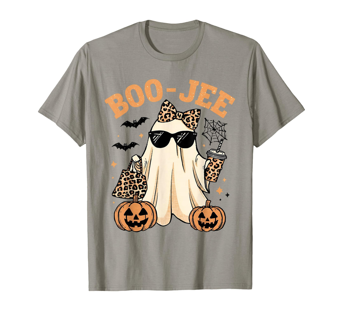Coquette Leopard Ghost Coffee Boo-JEE Halloween Boujee Ghost T-Shirt