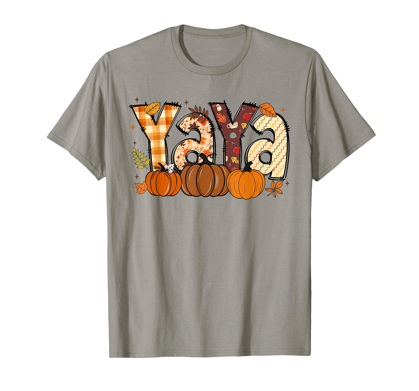 Retro Yaya Pumpkin Fall Leaves Grandma Fall Thanksgiving T-Shirt
