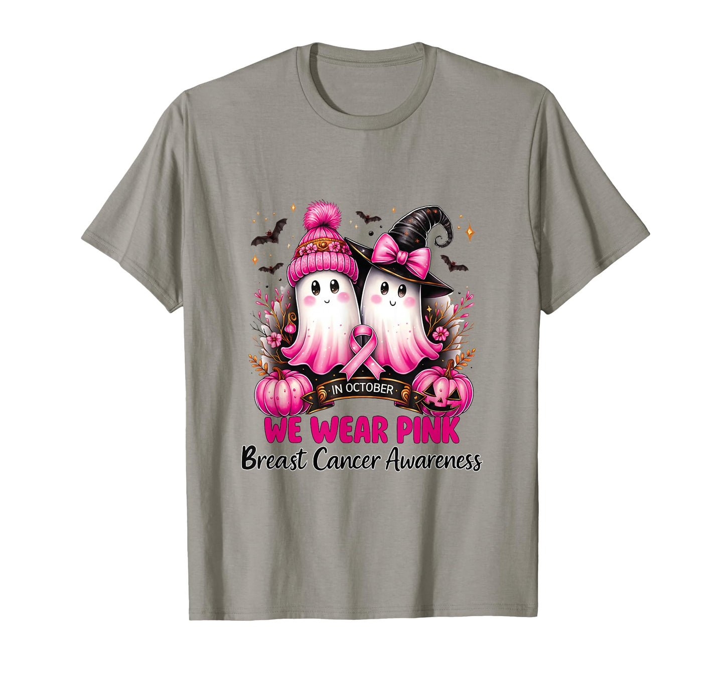 Ghost Witch Breast Cancer Awareness T-Shirt