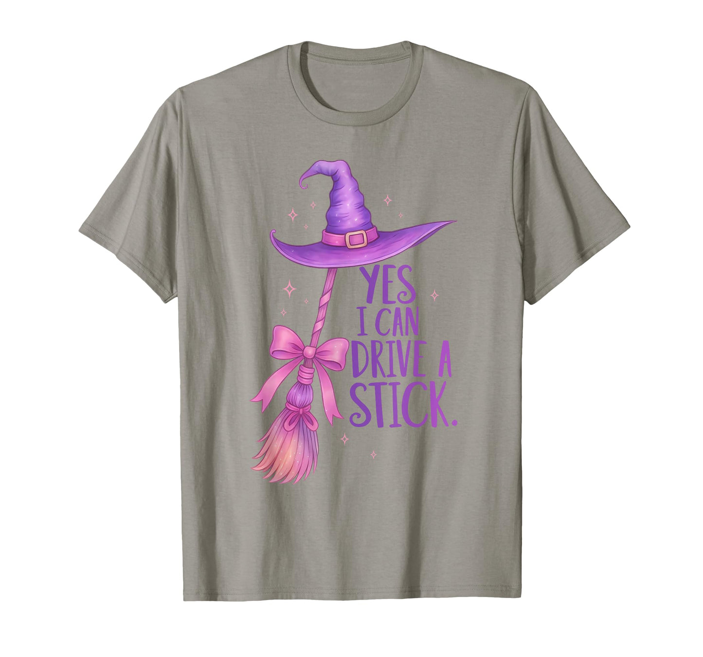 Yes I Can Drive A Stick Funny Halloween Witch Spooky Girls T-Shirt