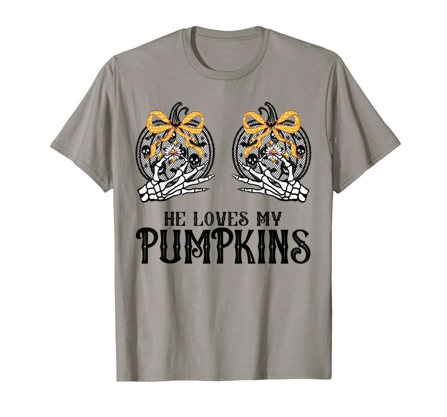 He Loves My Pumpkins I Like His Broomstick Skeleton Couples T-Shirt