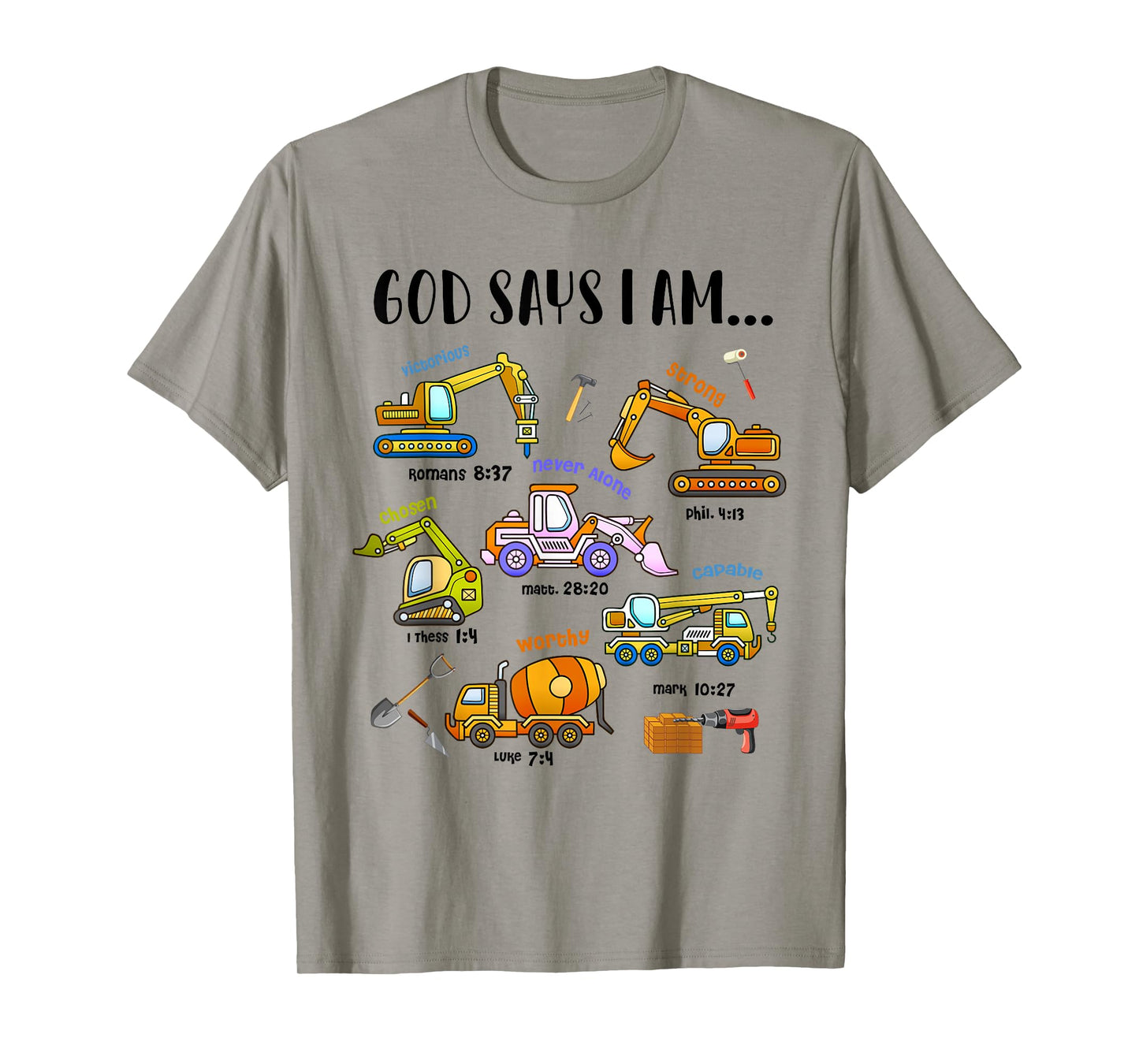 God Says I Am Cute Construction Christian Toddler Boys Kids T-Shirt