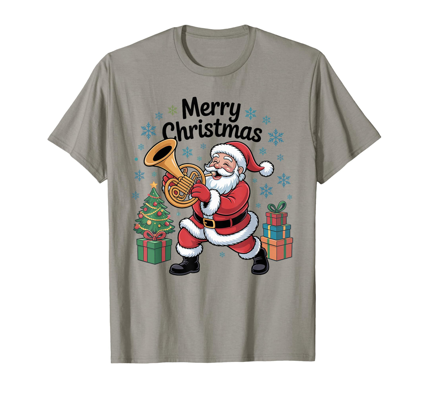 Santa Christmas Design Funny French Horn Holiday Xmas Pajama T-Shirt