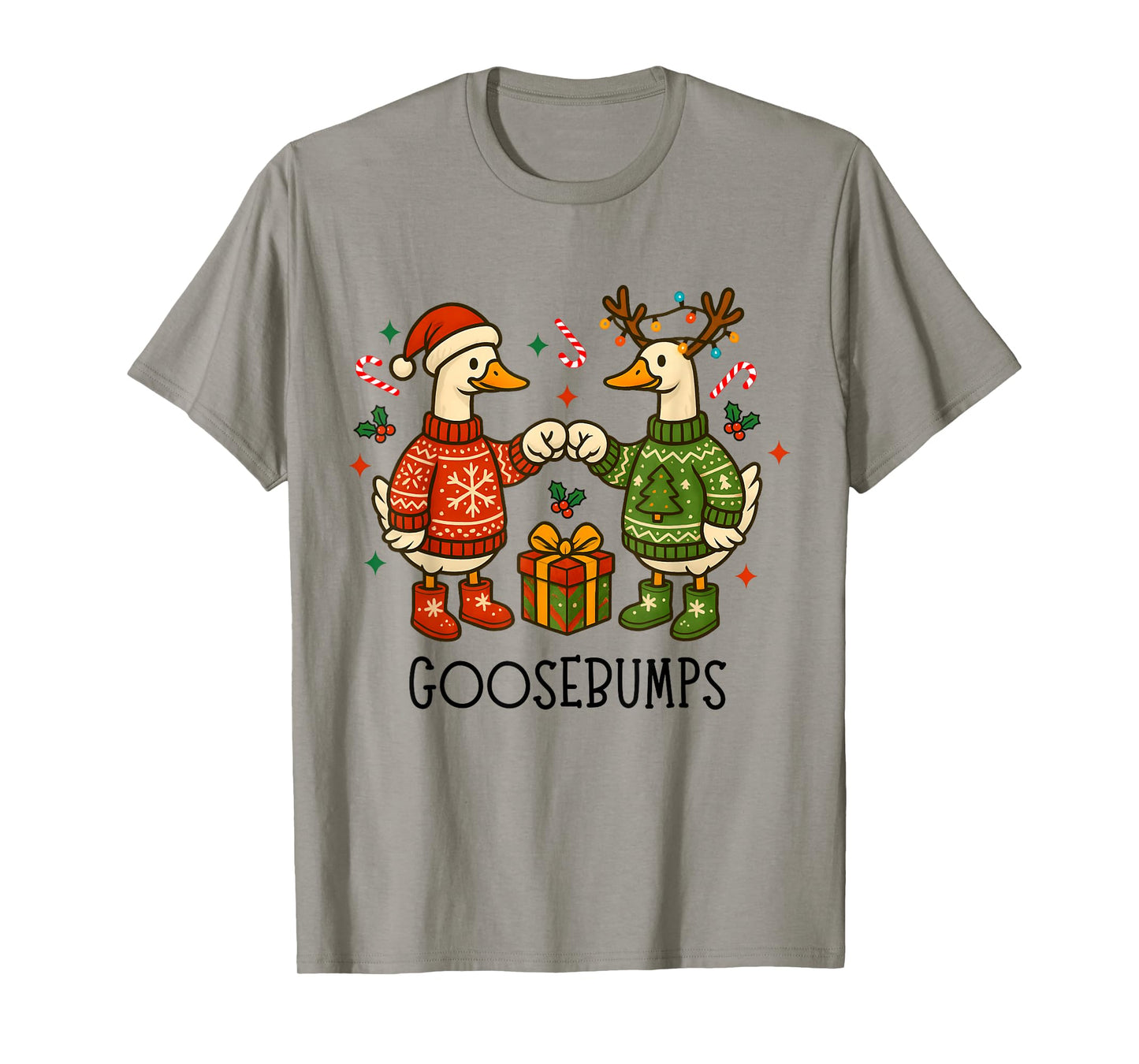 Retro Funny Silly Goose Santa Christmas Goosebumps Cute Xmas T-Shirt