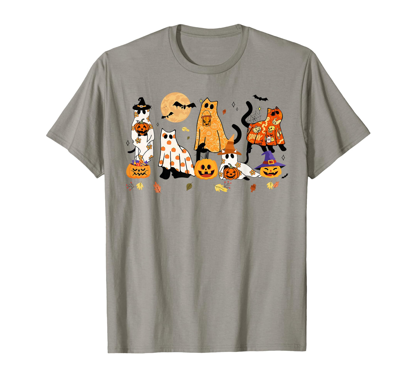 Retro Cute Black Cat Funny Halloween Pumpkin Men Women Kids T-Shirt
