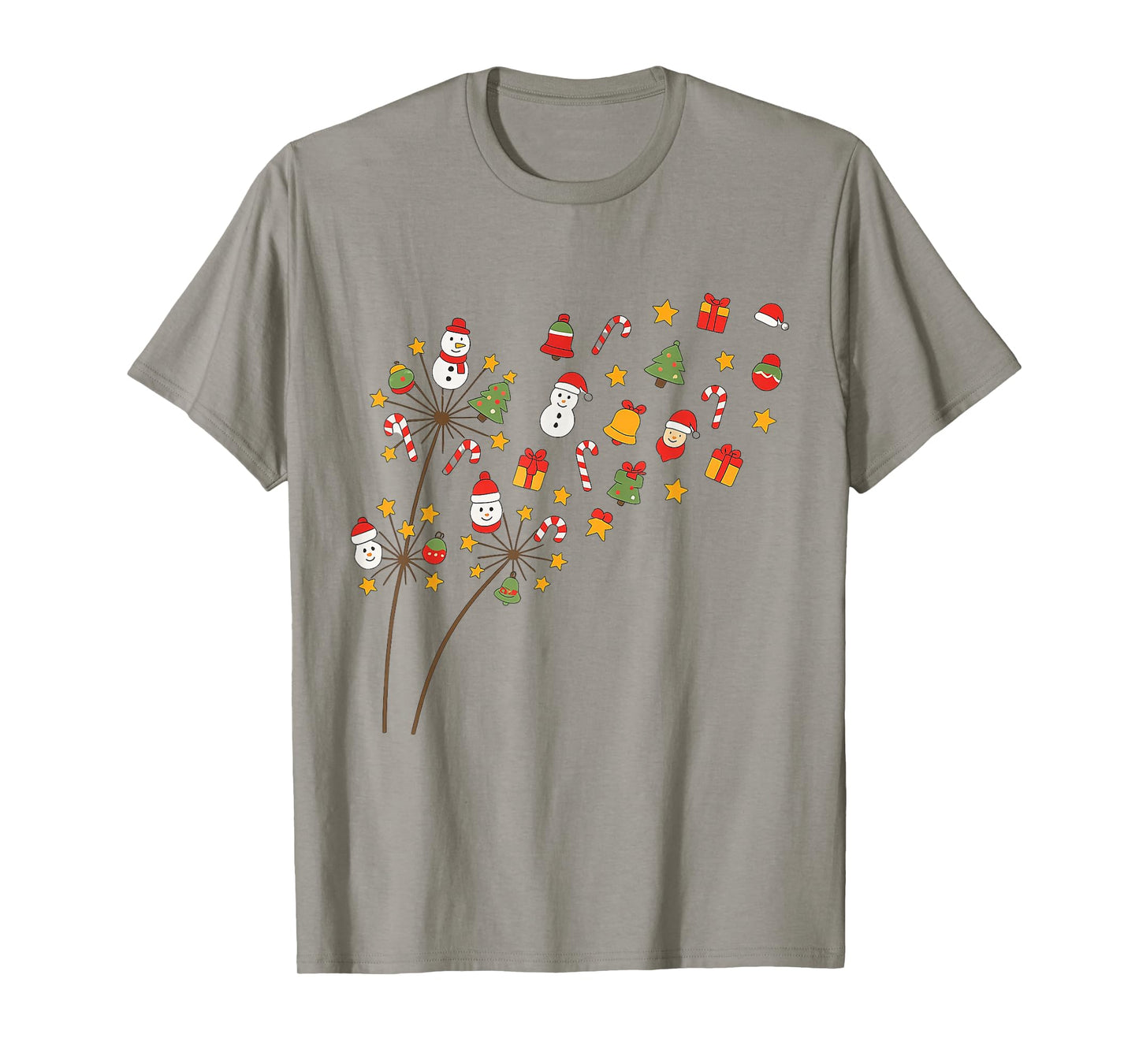 Funny Christmas Dandelion Snowman Candy Cane Xmas Men Women T-Shirt