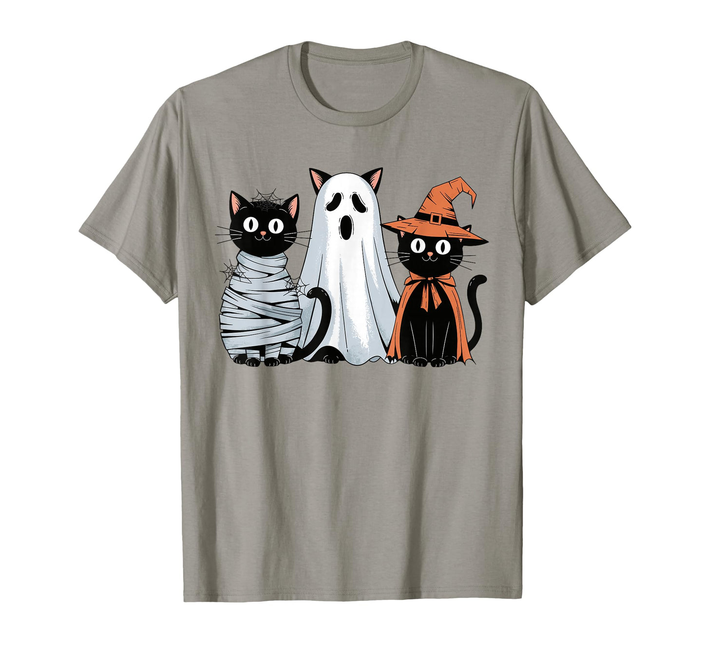 Vintage Halloween Mummy Ghost Witch Cat Black Cats Pumpkin T-Shirt