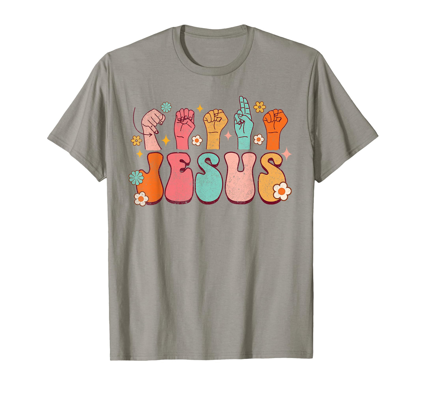 Jesus ASL Sign Language Christian ASL D/HH Teacher Groovy Men Women T-Shirt