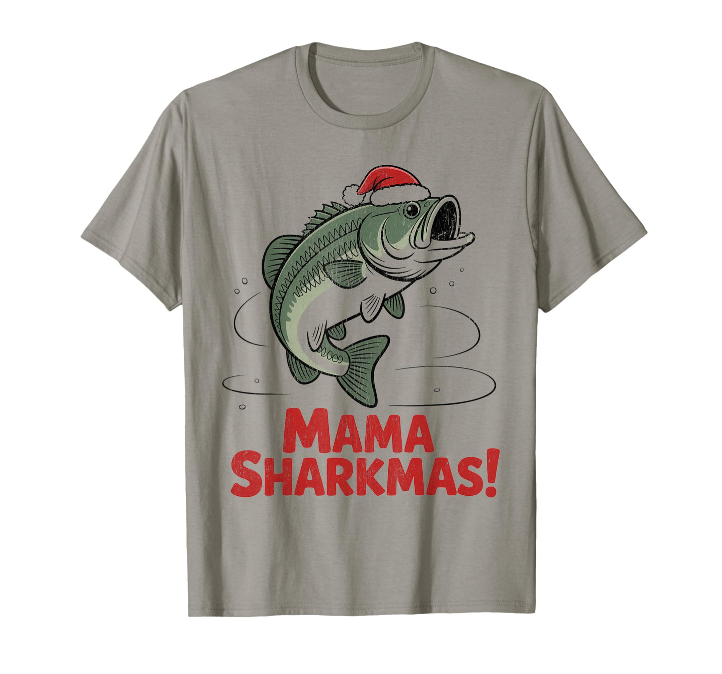 Mama Sharkmas Funny Shark Santa Hat Ugly Christmas Sweater T-Shirt
