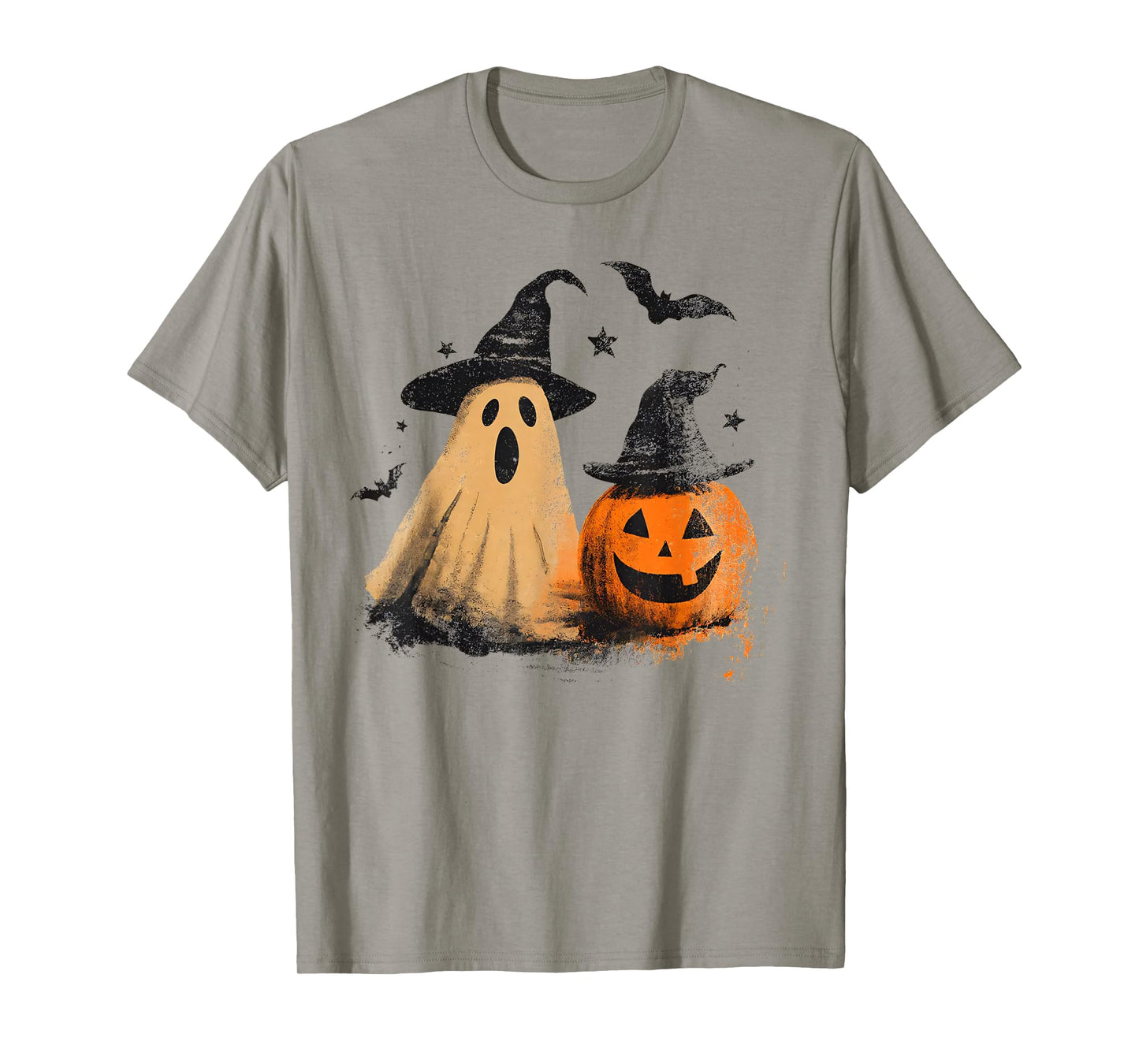 Funny Ghost Pumpkin Witch Hat Halloween Spooky Fall Vintage T-Shirt