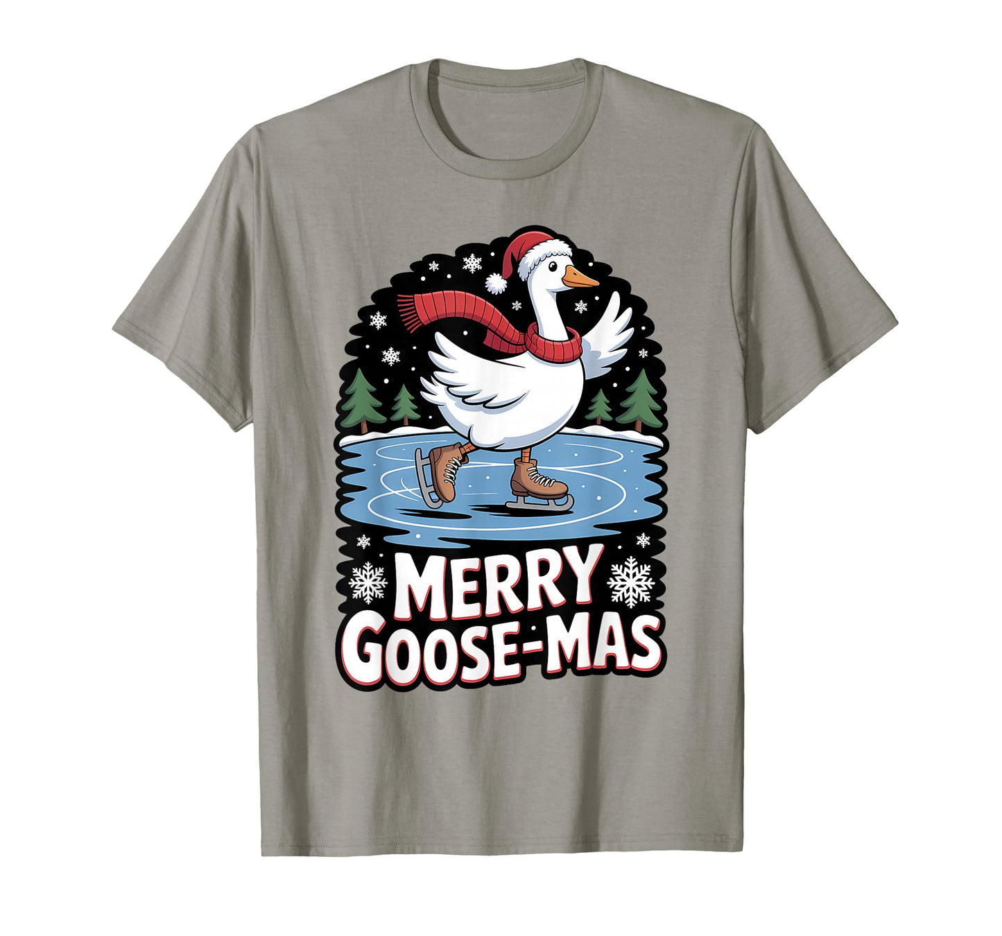 Merry Goose-mas Ice Skating Funny Goose Christmas T-Shirt