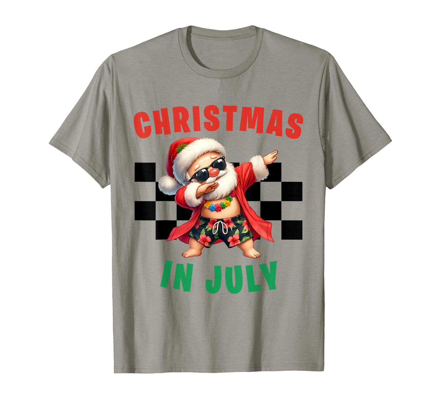 Christmas in July Santa Hat Light Hawaiian Tropical Xmas T-Shirt