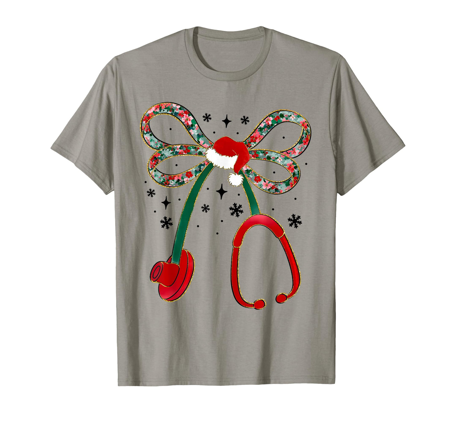 Nurse Christmas Stethoscope Coquette Bow Pajamas Holiday T-Shirt