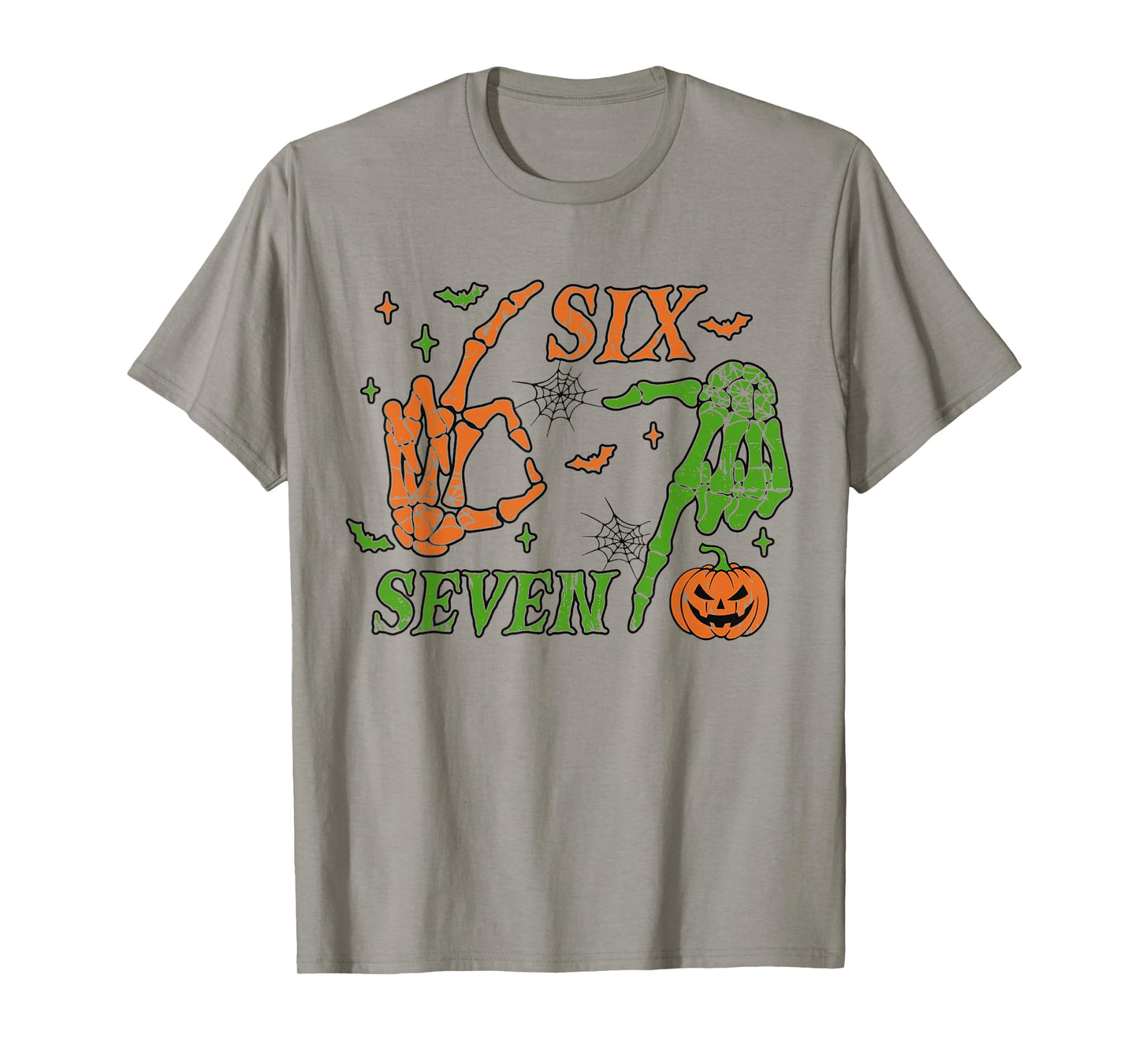 67 Meme Skeleton Hand 6 7 Halloween Six Seven Funny Teens T-Shirt
