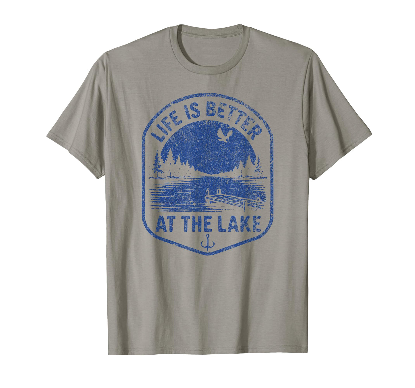 LIFE IS BETTER AT THE LAKE Vintage Distressed Fishing Nature T-Shirt