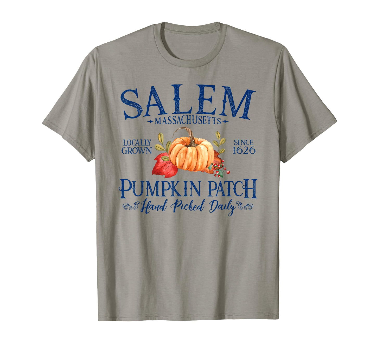 Salem Massachusetts Pumpkin Patch Fall Navy Blue Letters T-Shirt