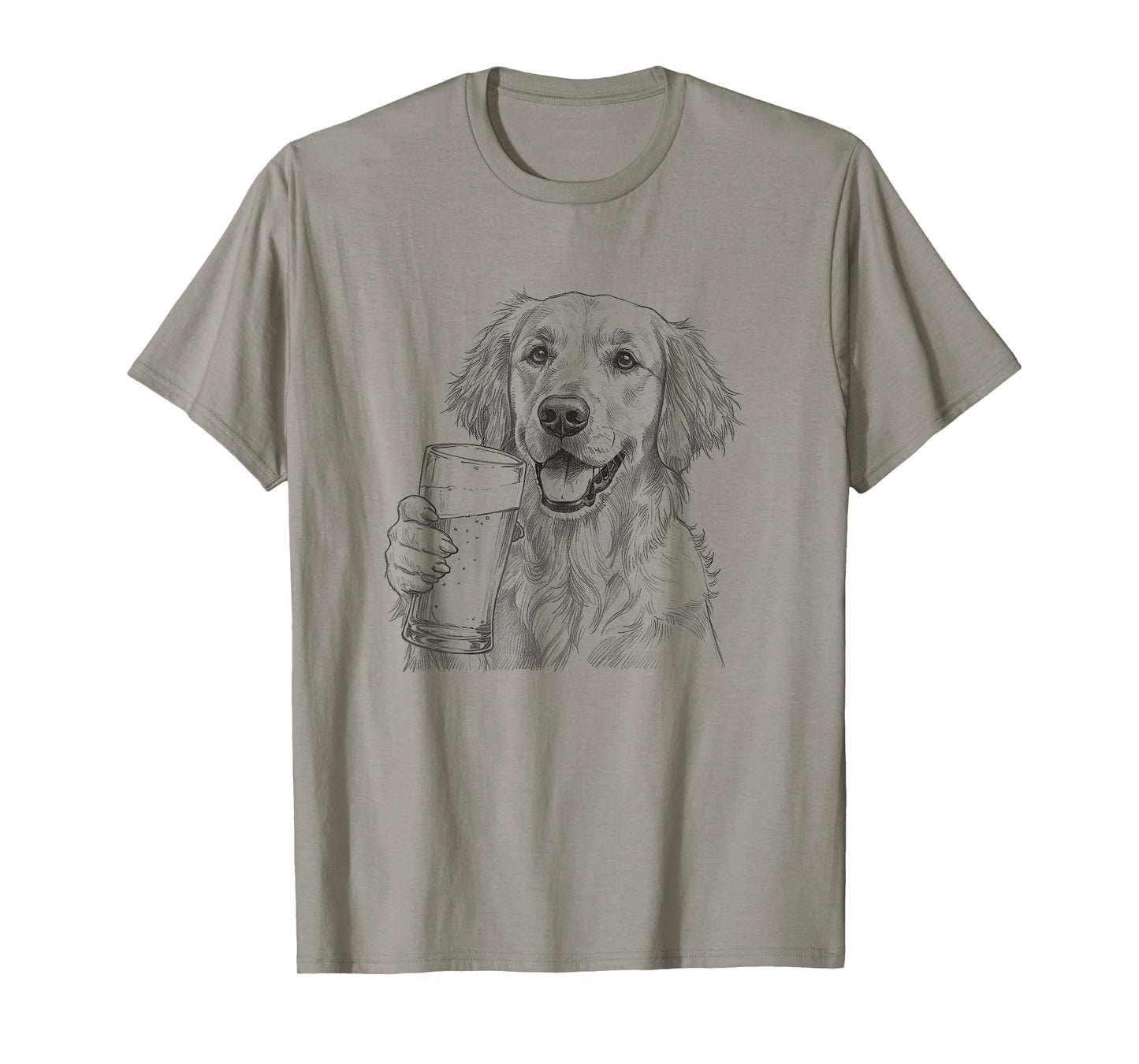 Vintage Golden Retriever Beer Drawing Art Design T-Shirt