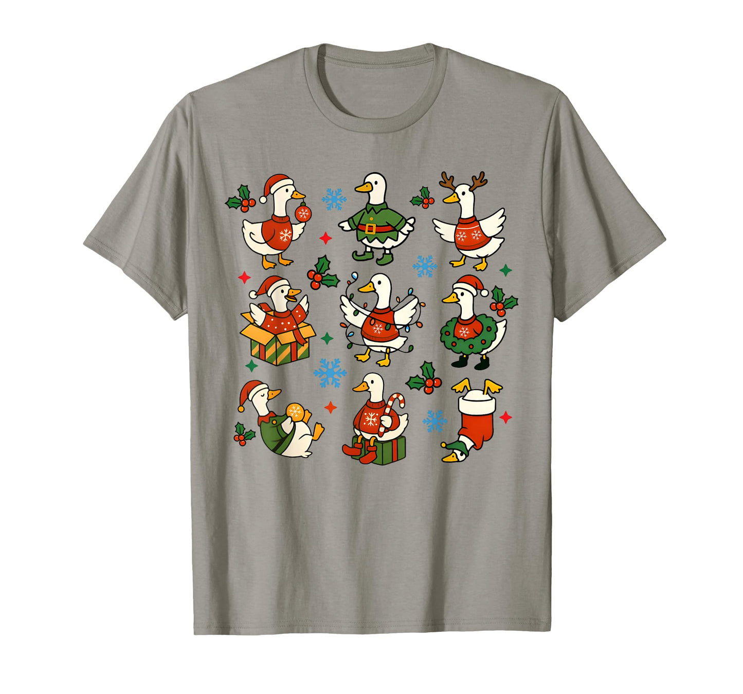Retro Christmas Silly Goose Christmas Light Goosemas Funny T-Shirt