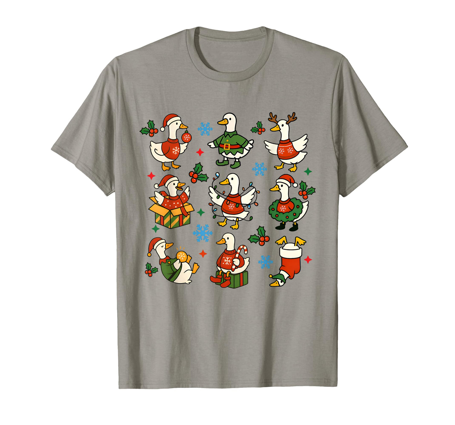 Retro Silly Goose Santa Christmas Cute Merry Goosemas Xmas T-Shirt