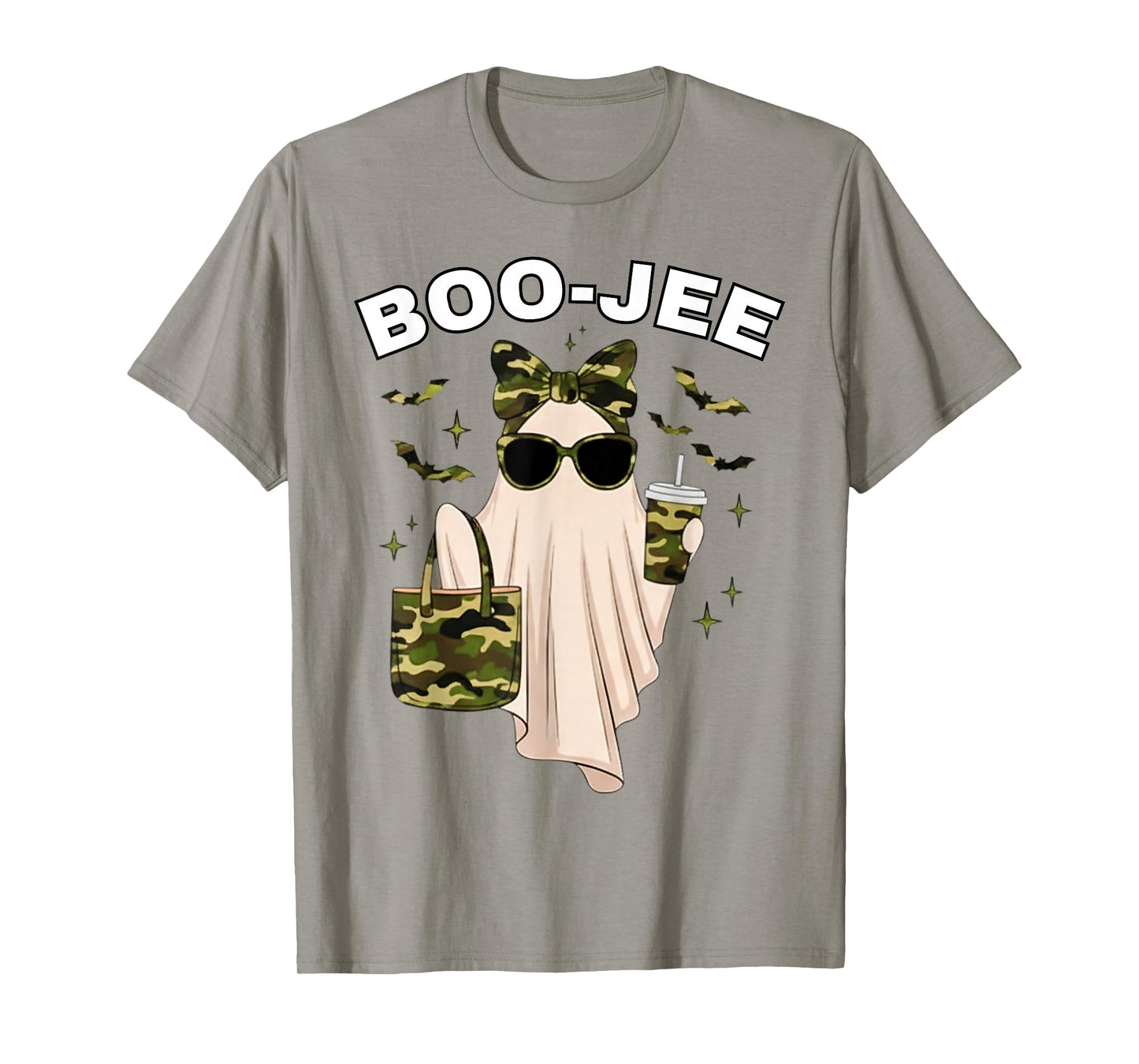 Coquette Camo Ghost Coffee Boo-JEE Halloween Boujee Ghost T-Shirt