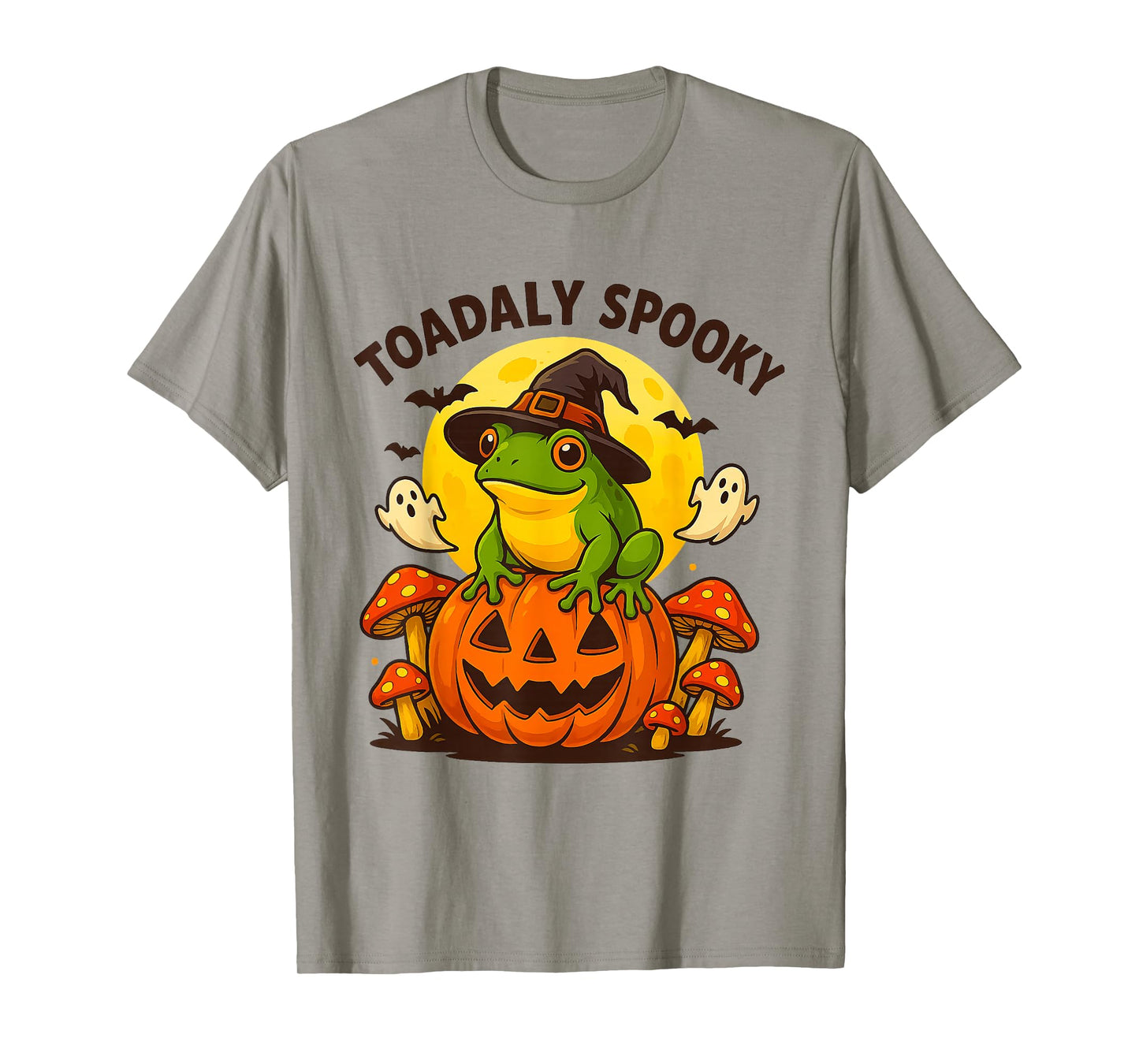 Funny Toadally Spooky Halloween Frog Pumpkin and Bat T-Shirt
