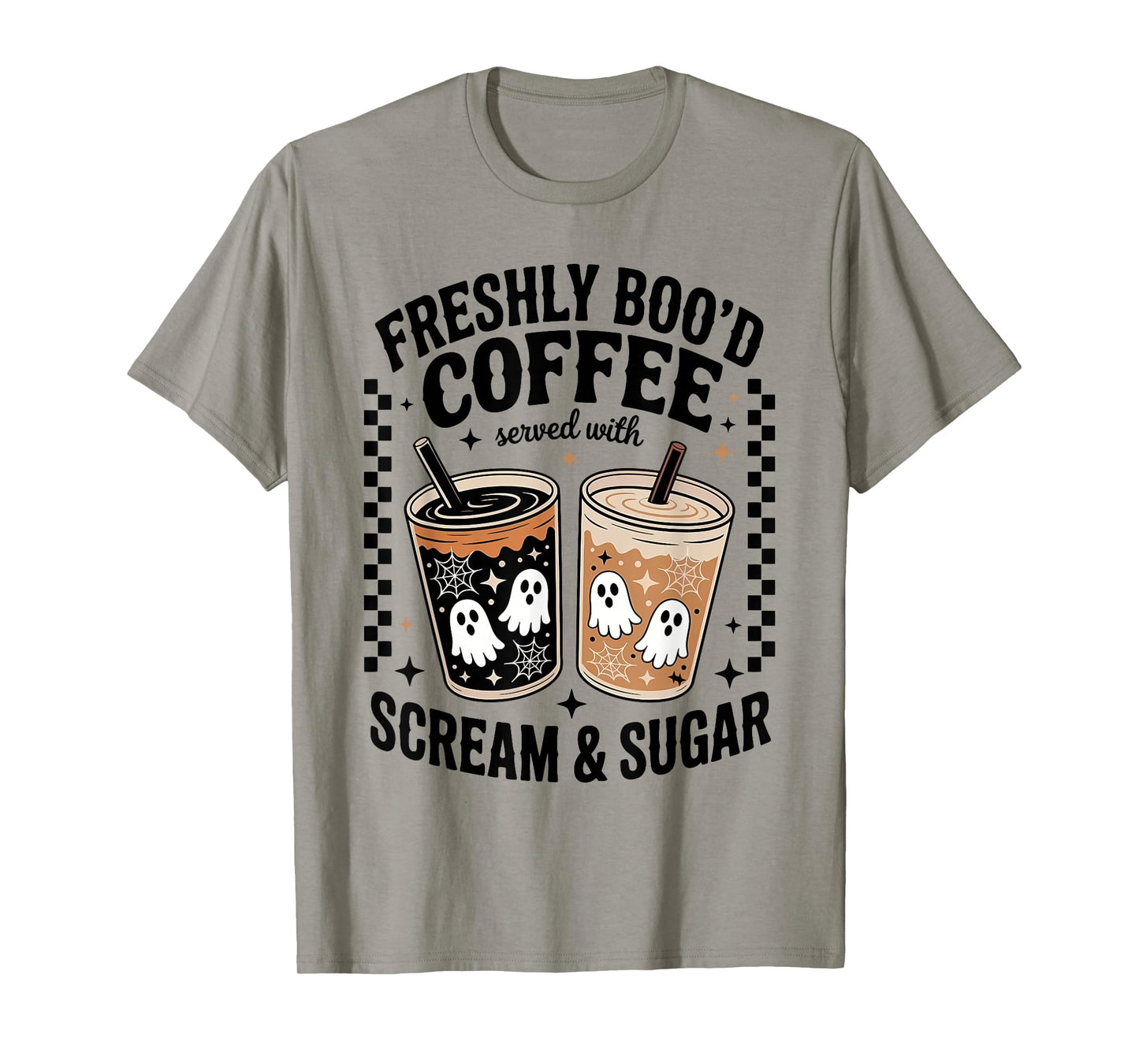 Freshly BOO'D Coffee Served with Scream & Halloween Design T-Shirt