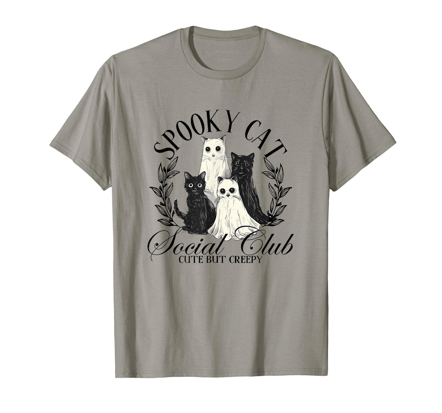 Spooky Cat Social Club Ghost Cat Halloween Gothic Black Cat T-Shirt