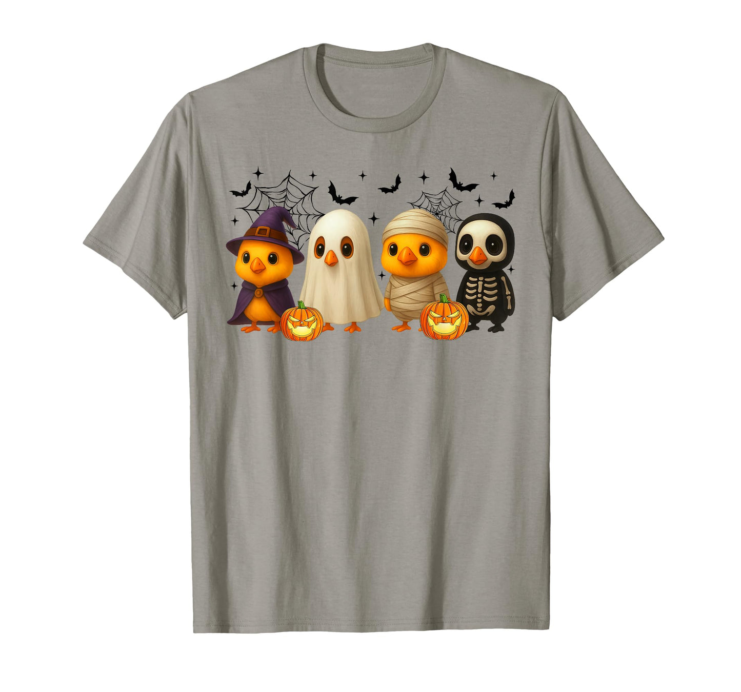 Chickens in Witch Skeleton Ghost Costume Happy Halloween Day T-Shirt