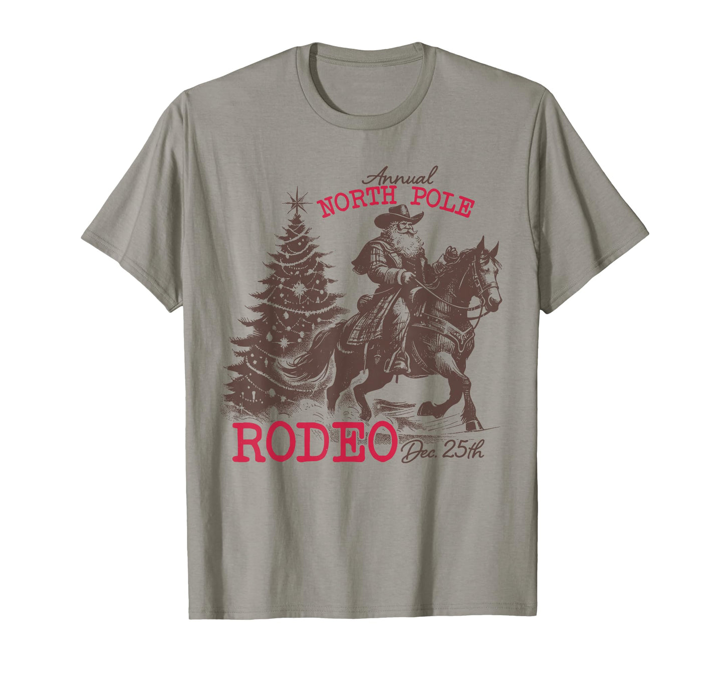 Annual North Pole Rodeo Santa Western Cowboy Christmas Retro T-Shirt