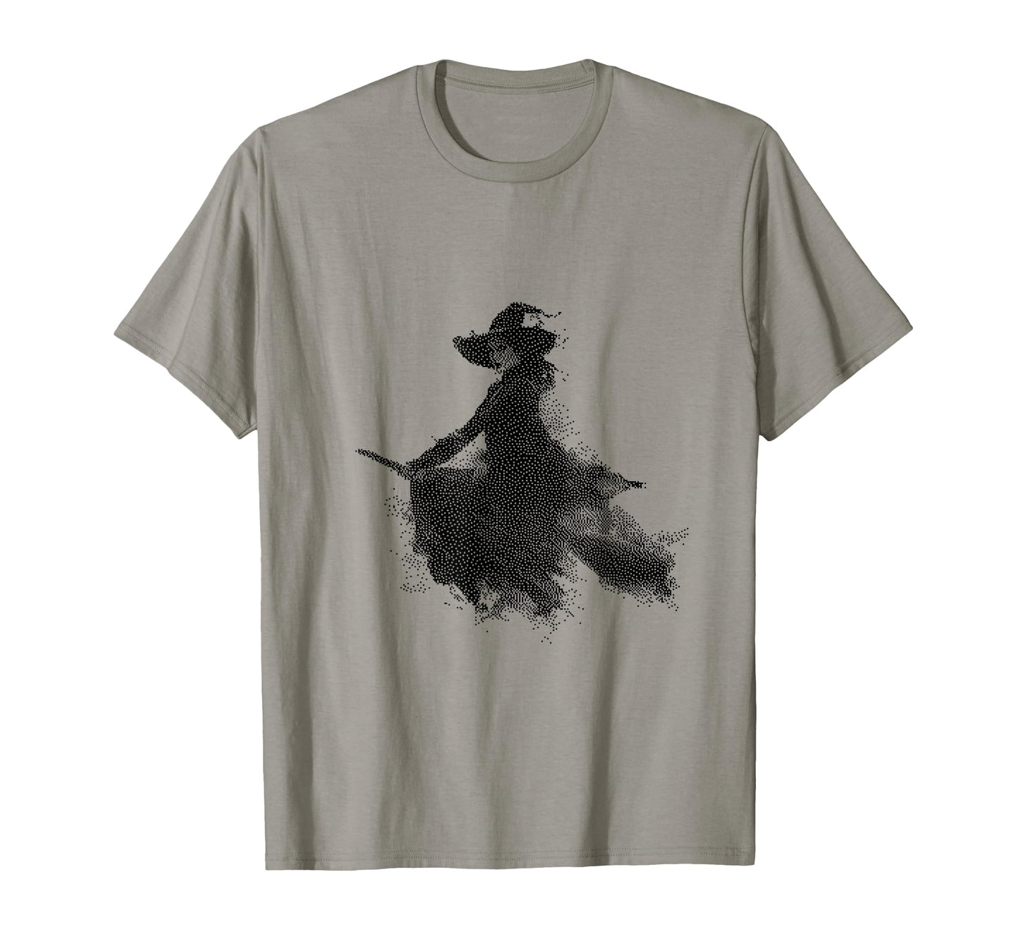 Spooky Witch Riding Broom Halloween Art T-Shirt