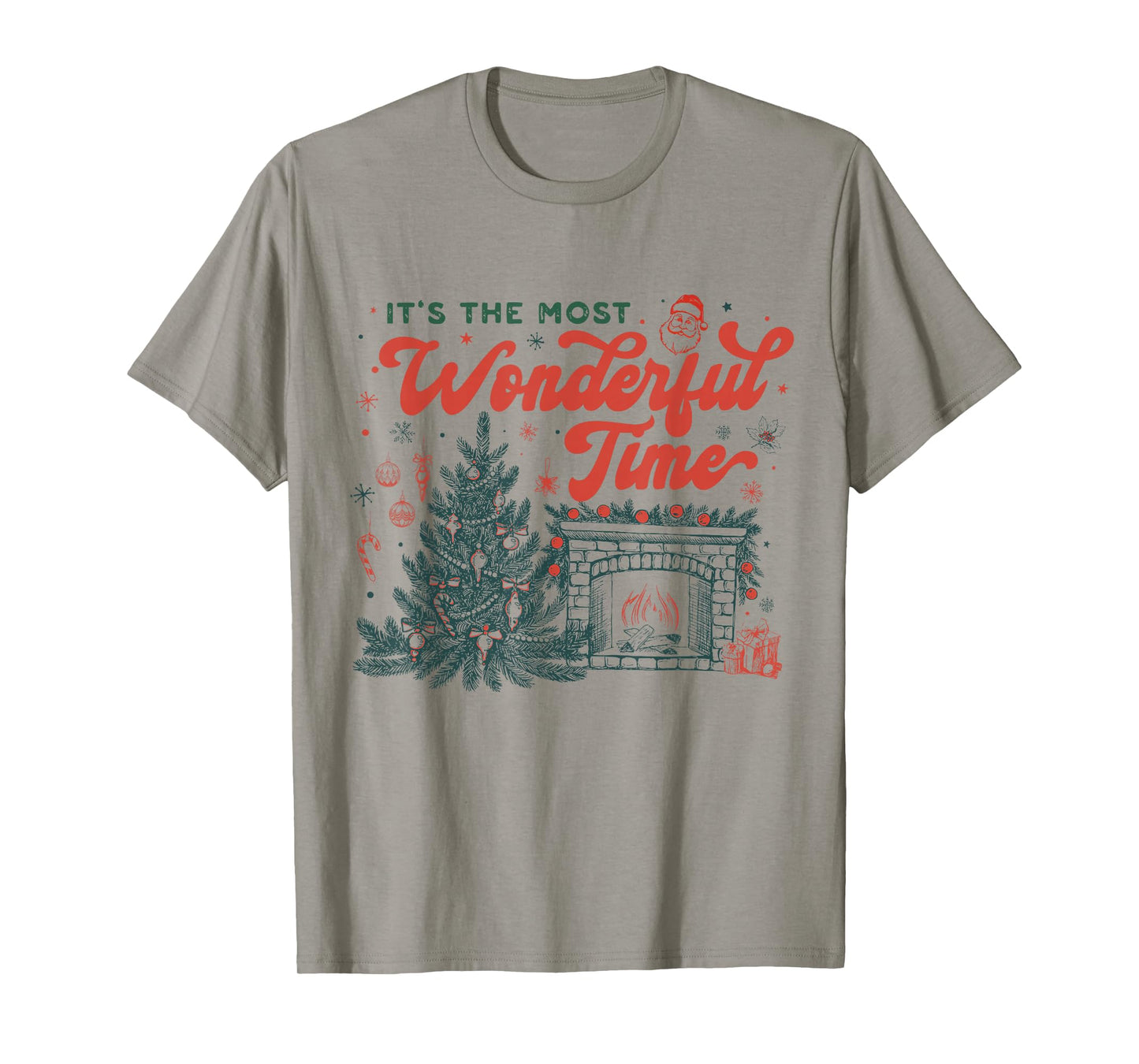 Retro Vintage Fireplace It's The Most Wonderful Time Xmas T-Shirt