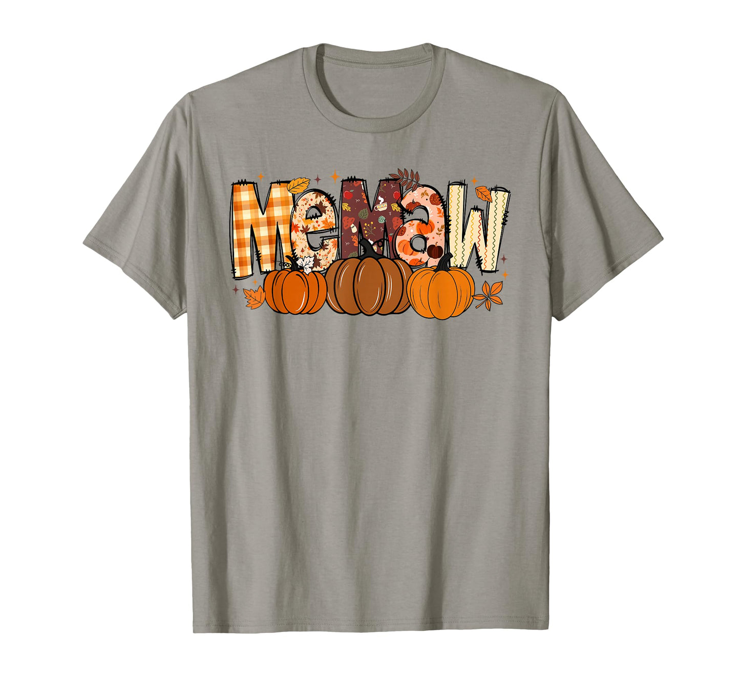 Retro Memaw Pumpkin Fall Leaves Grandma Fall Thanksgiving T-Shirt