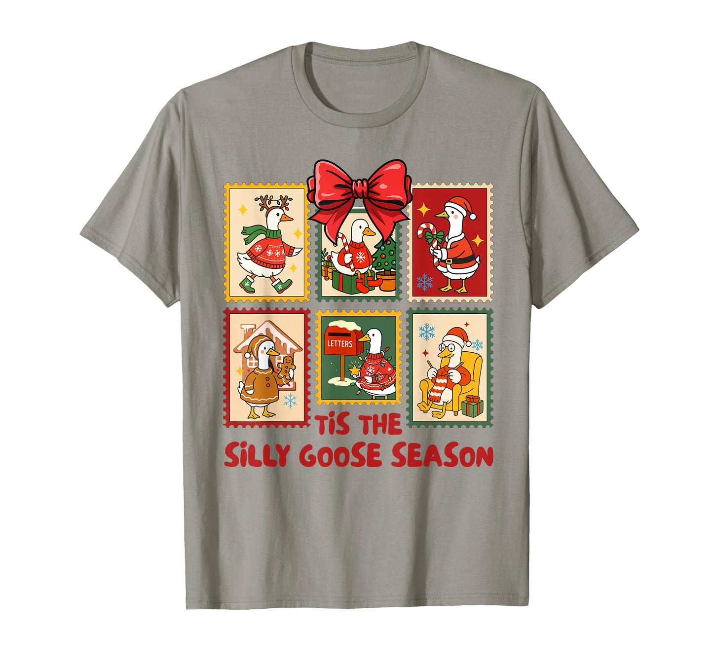 Christmas Xmas Vibes Tis The Silly Goose Season Stamps T-Shirt