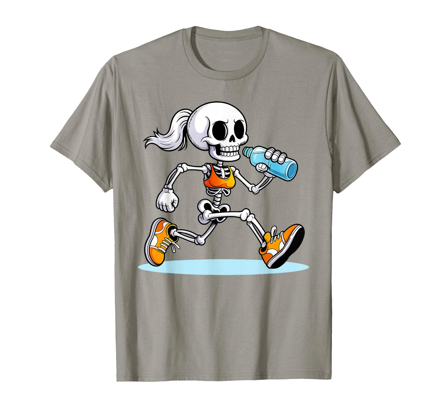 Retro Running Skeleton Halloween Marathon Costume Women T-Shirt