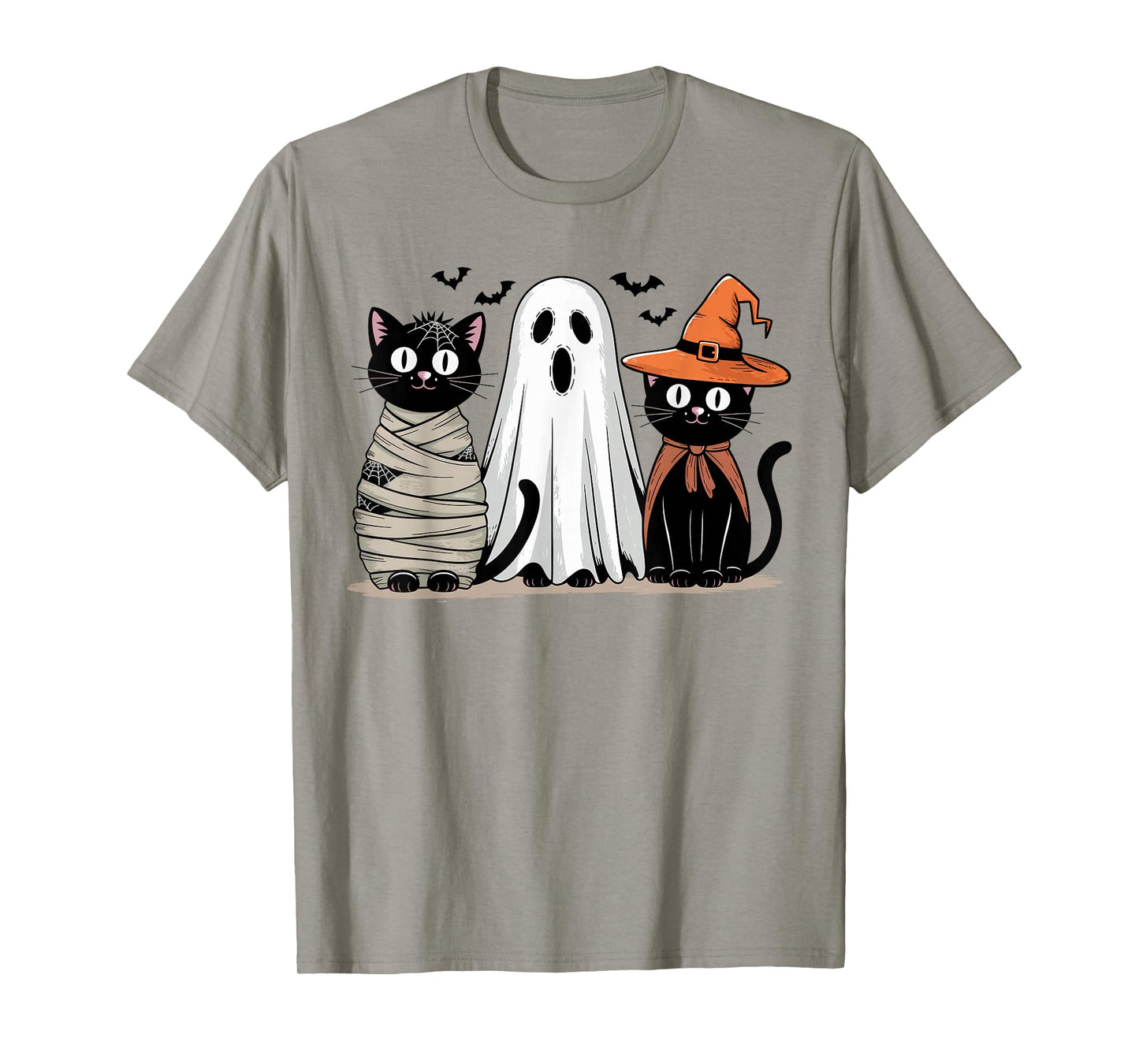 Vintage Halloween Black Cat Mummy Ghost Witch Retro Spooky T-Shirt