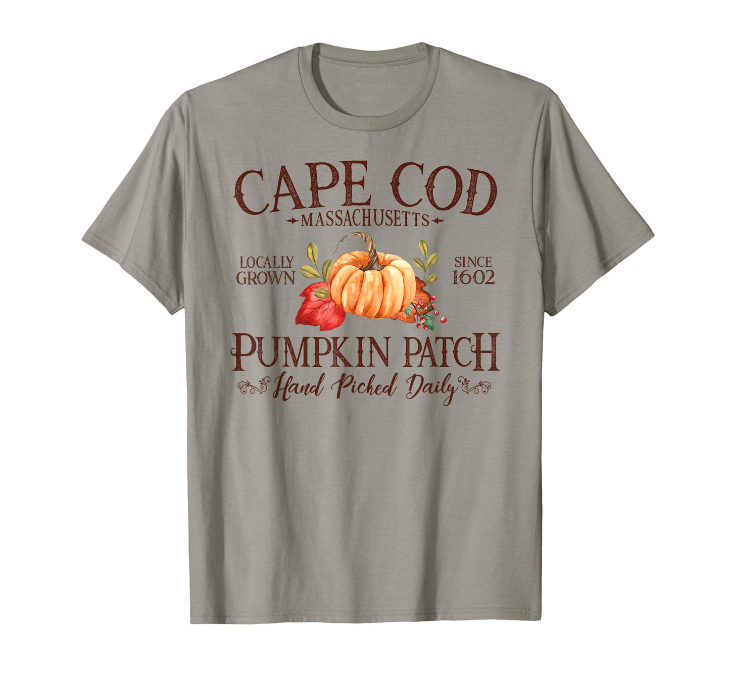 Cape Cod Massachusetts Pumpkin Patch Fall Burgundy Letters T-Shirt