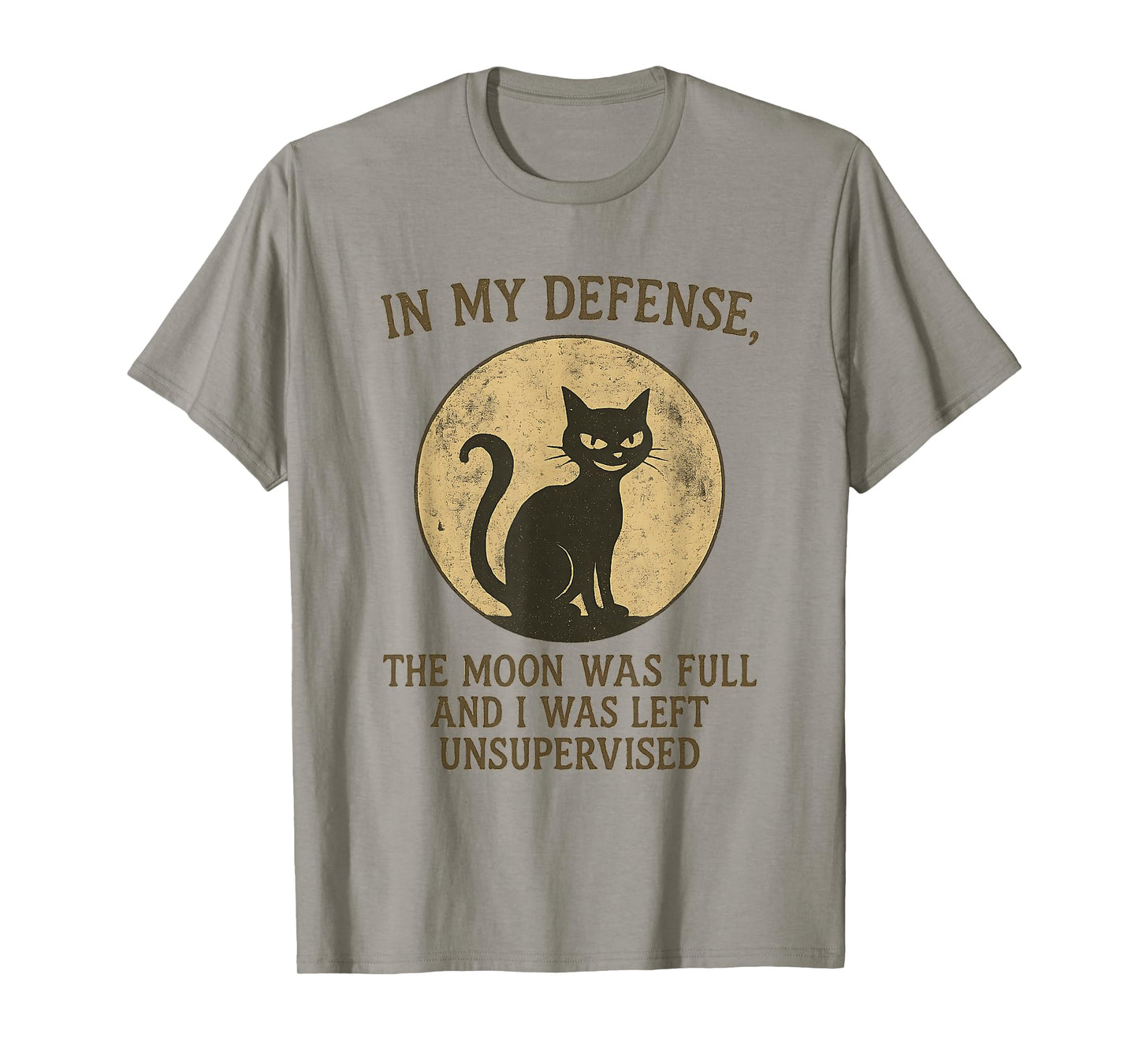 Funny Black Cat Full Moon Unsupervised Witchy Halloween Meme T-Shirt
