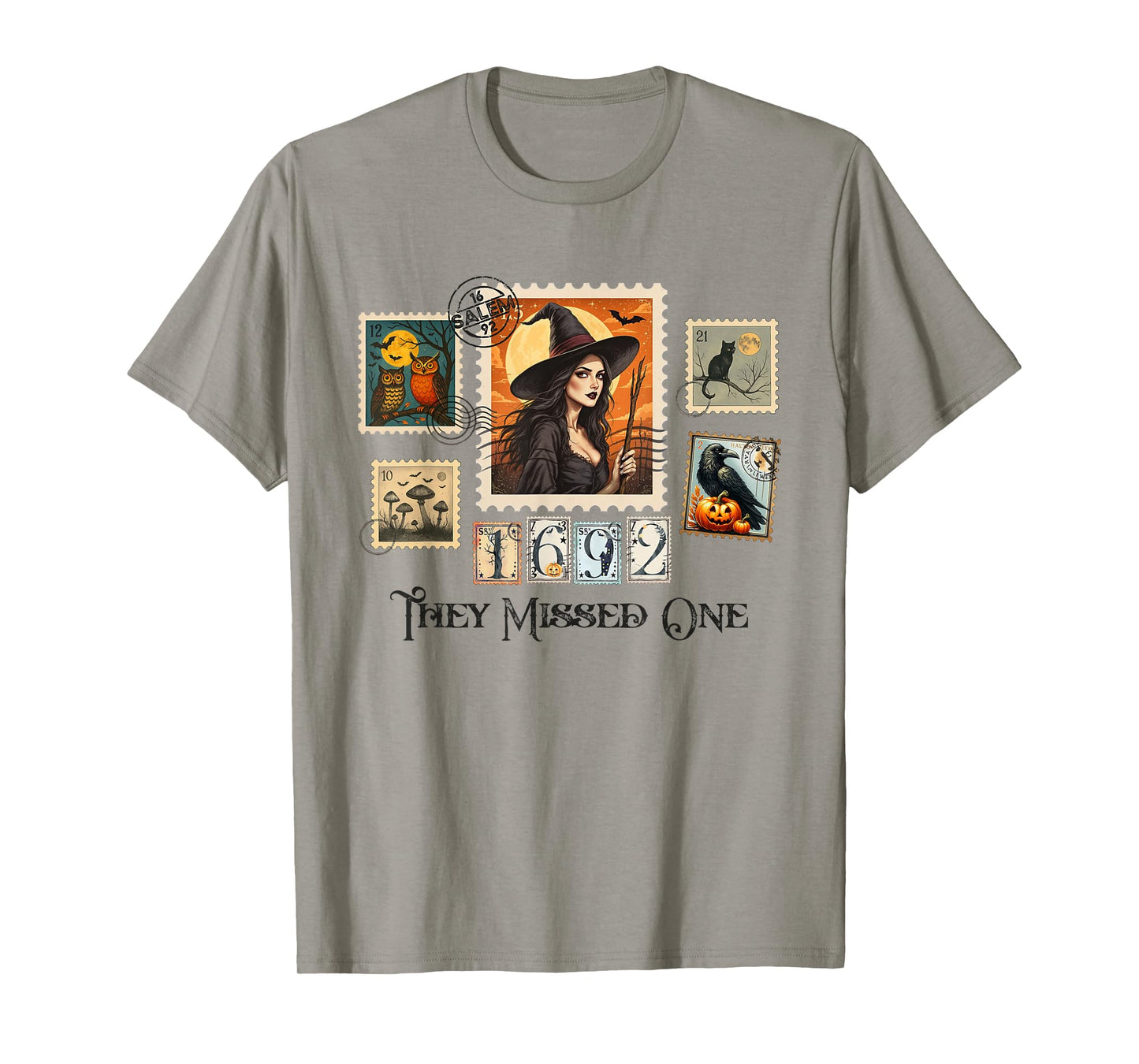 Salem Witch They Missed One 1692 Halloween Postage Stamp T-Shirt