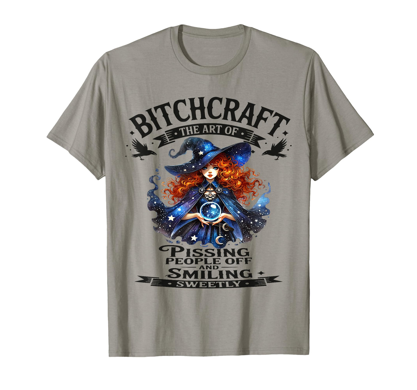 Halloween Vintage Witch Bitchcraft Gothic Sassy Pin Up Girl T-Shirt