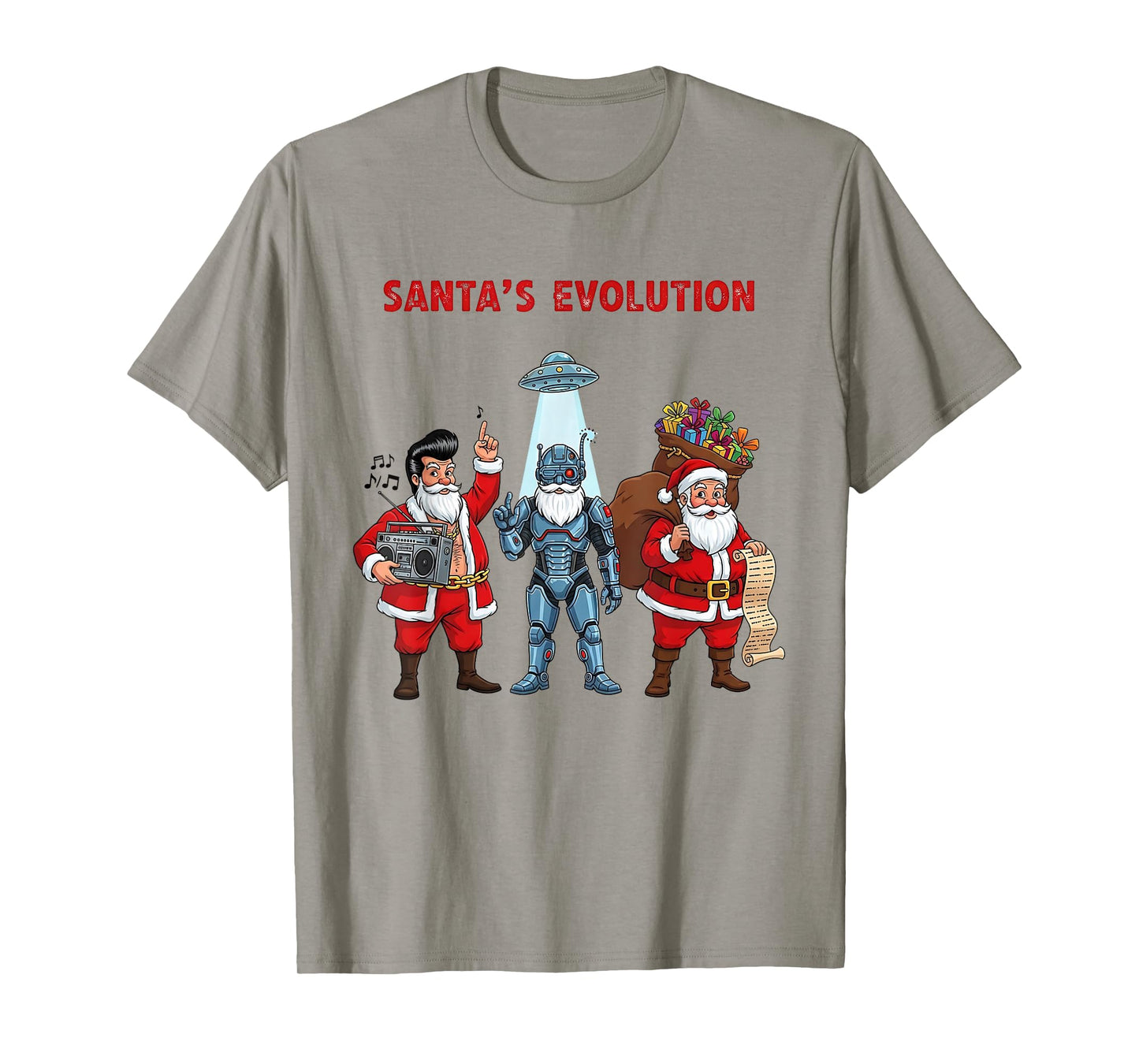 Santa Evolution Robot Classic Future Funny Christmas for Dad T-Shirt