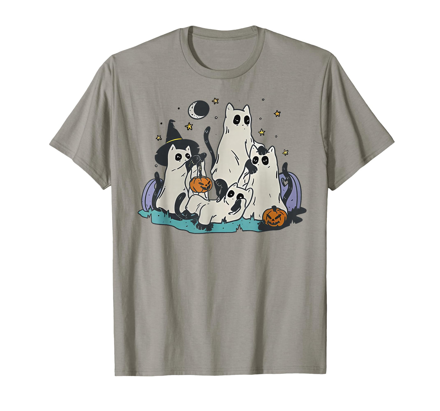Cute Witch Ghost Cats Pumpkins Halloween Spooky Boys Girls T-Shirt