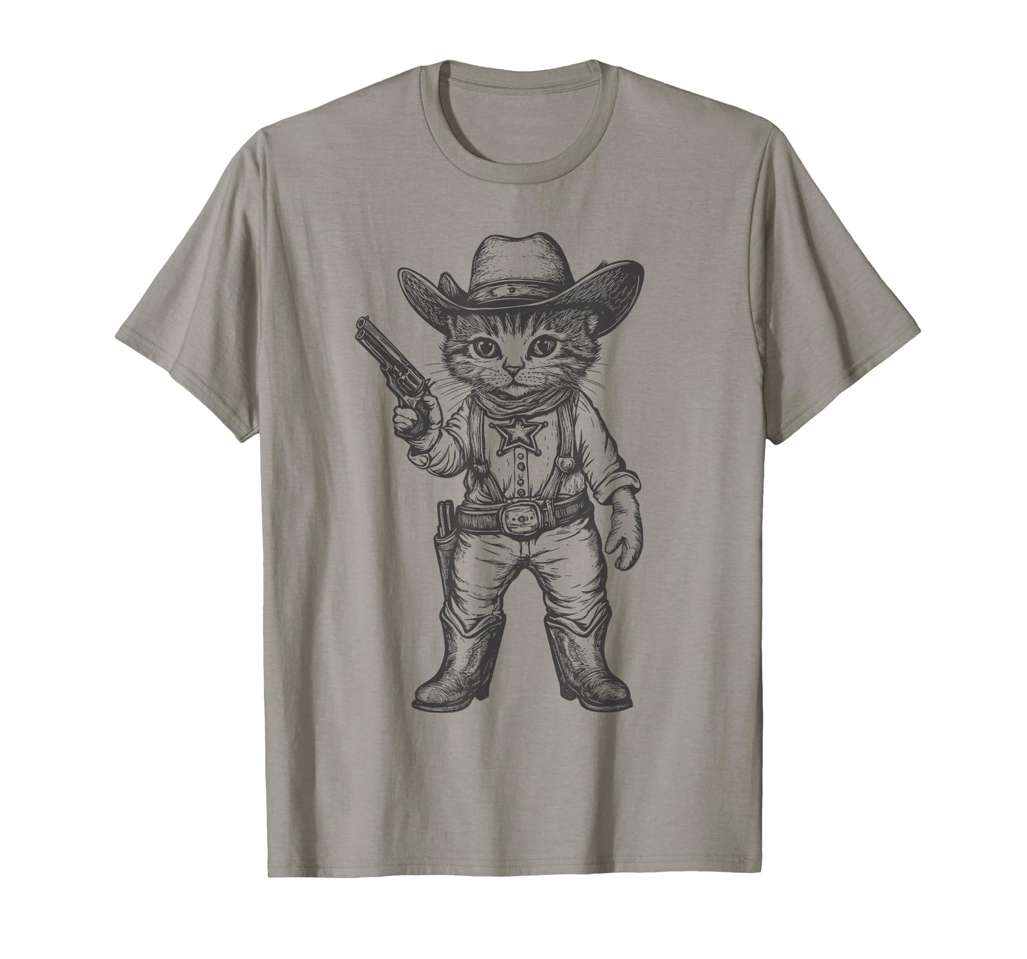Cat Cowboy Hat Funny Western Kitten Cute Cat Lover Vintage T-Shirt