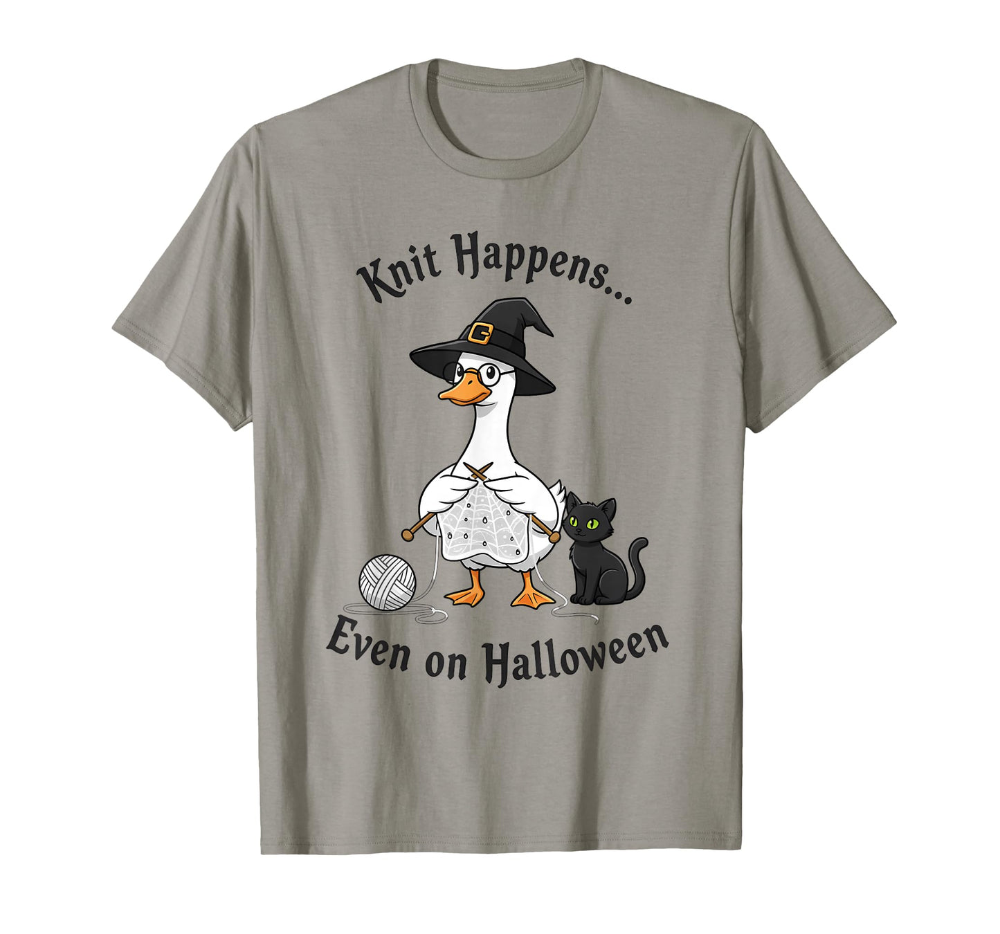 Funny Knitting Goose Witch Knit Happens Even on Halloween T-Shirt