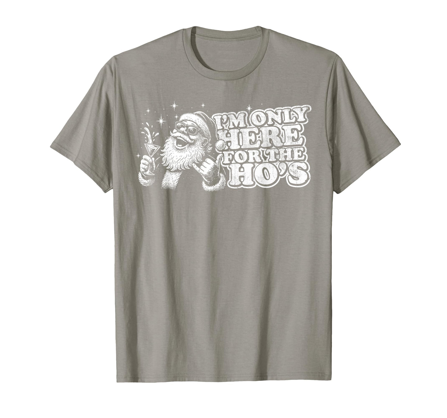 Funny, Retro, Christmas, Santa I'm Only Here for The Ho's T-Shirt