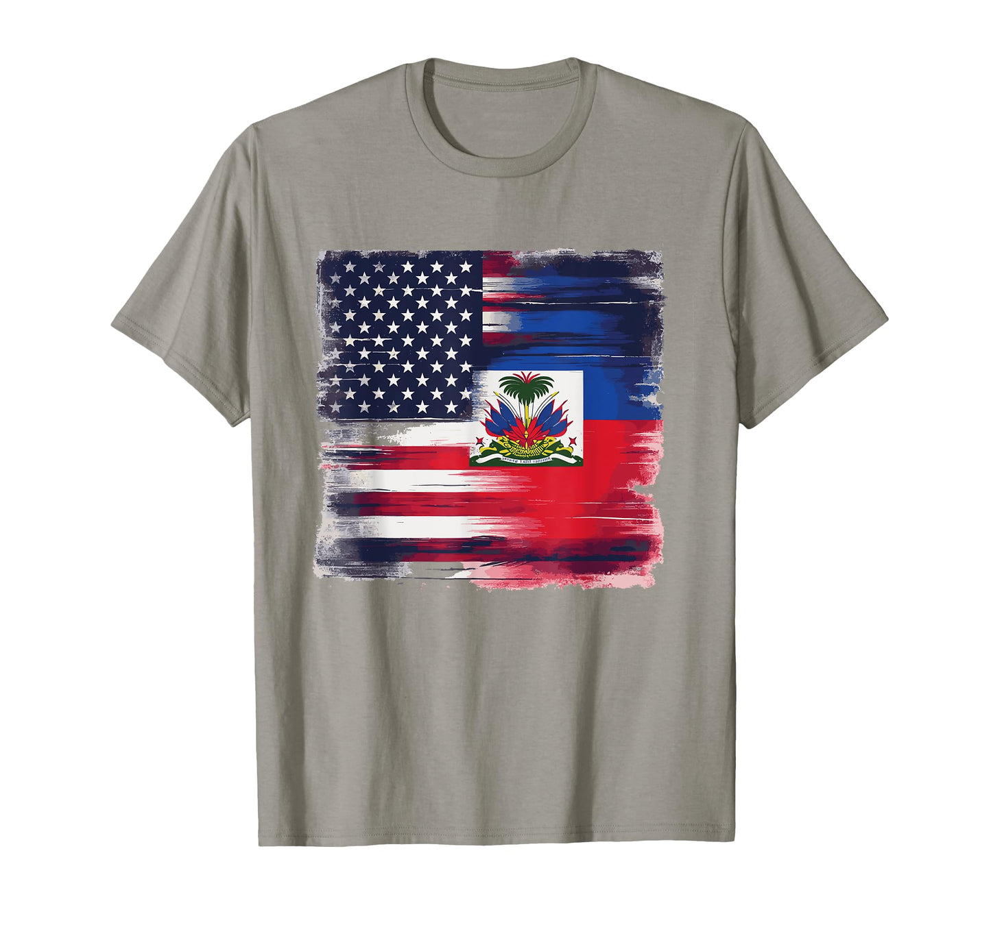 Vintage Half American Half Haitian Flag Family Heritage T-Shirt