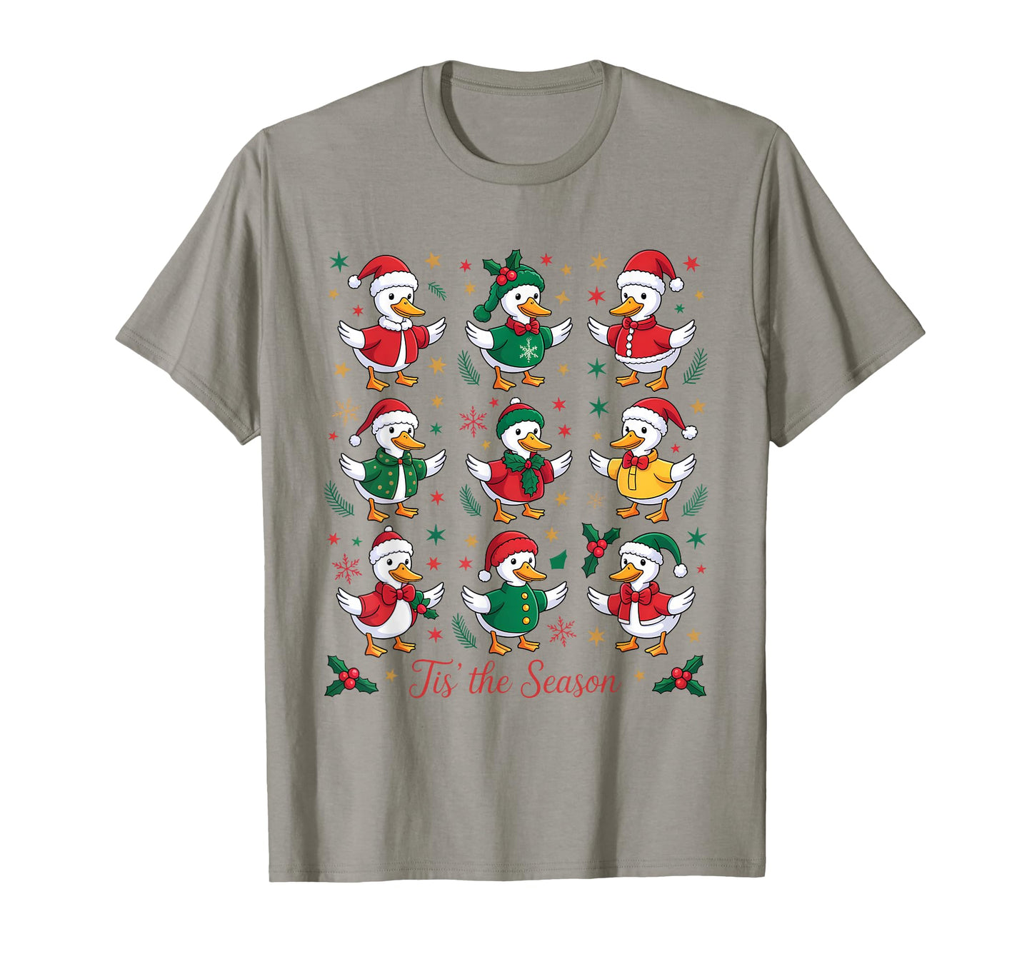 Retro Silly Goose Santa Cute Merry Christmas Tis The Season T-Shirt