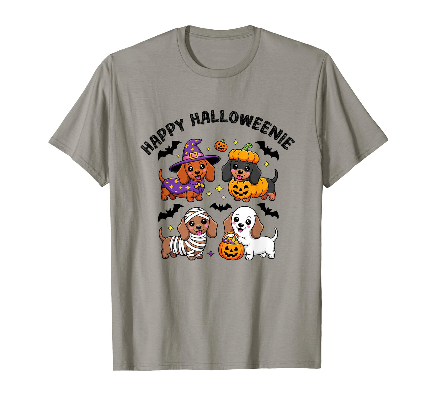 Weiner Dog Witch Happy Halloweenie Cute Halloween Dachshund T-Shirt