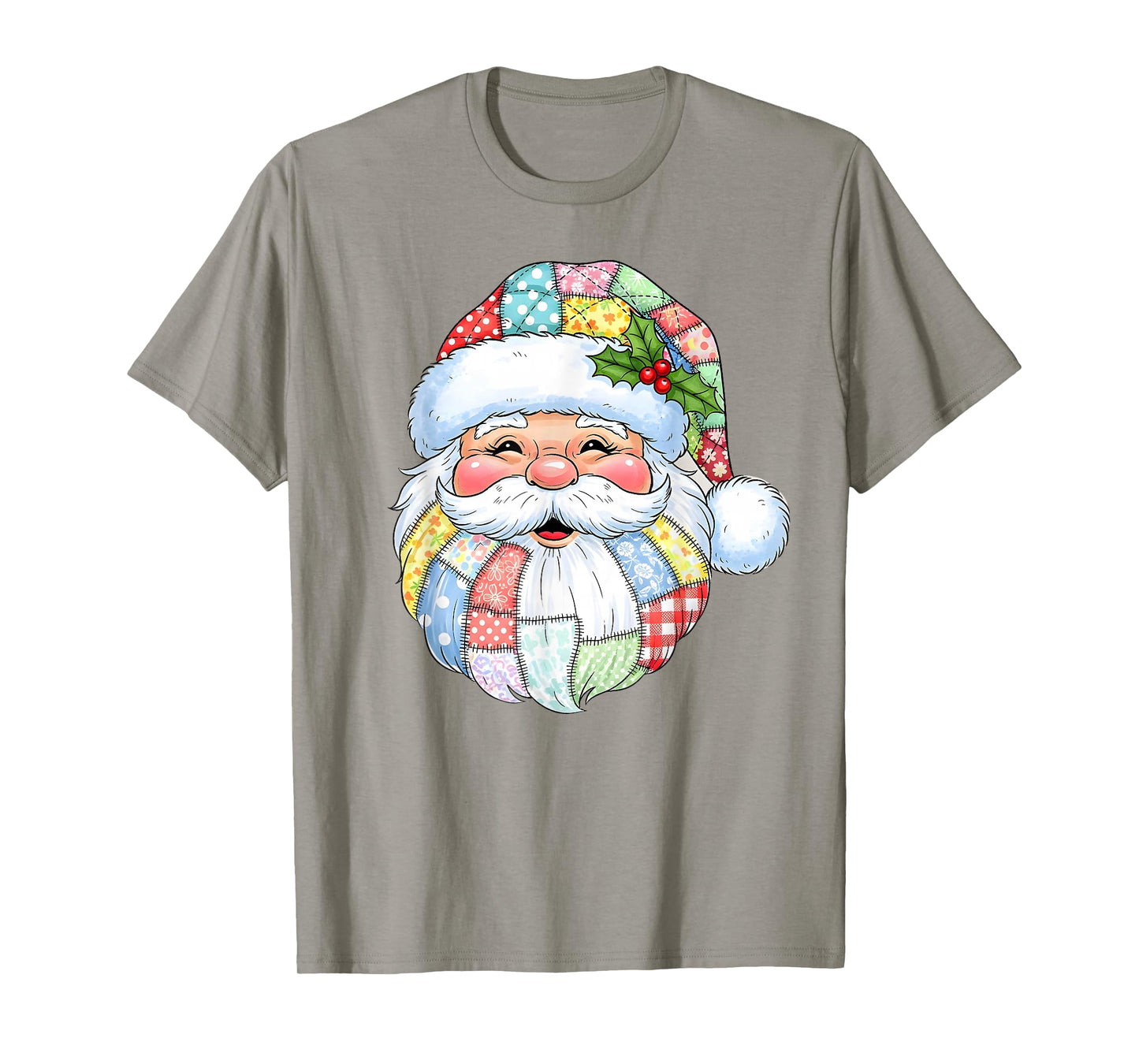 Merry Christmas Patchwork Santa Claus Face X-mas Holiday T-Shirt