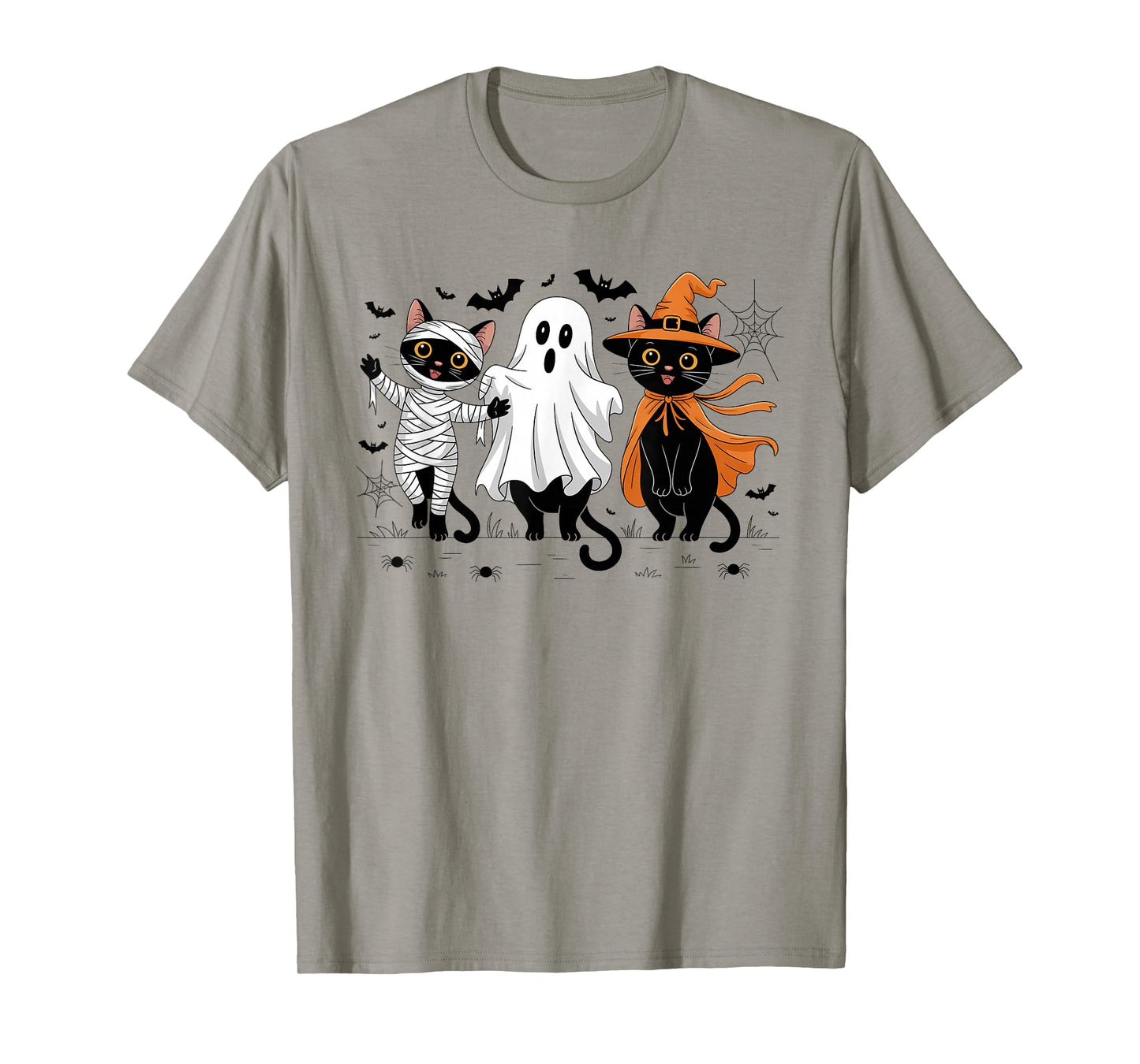 Retro Cat Witch Scary Halloween Pumpkin Women Men Kids T-Shirt