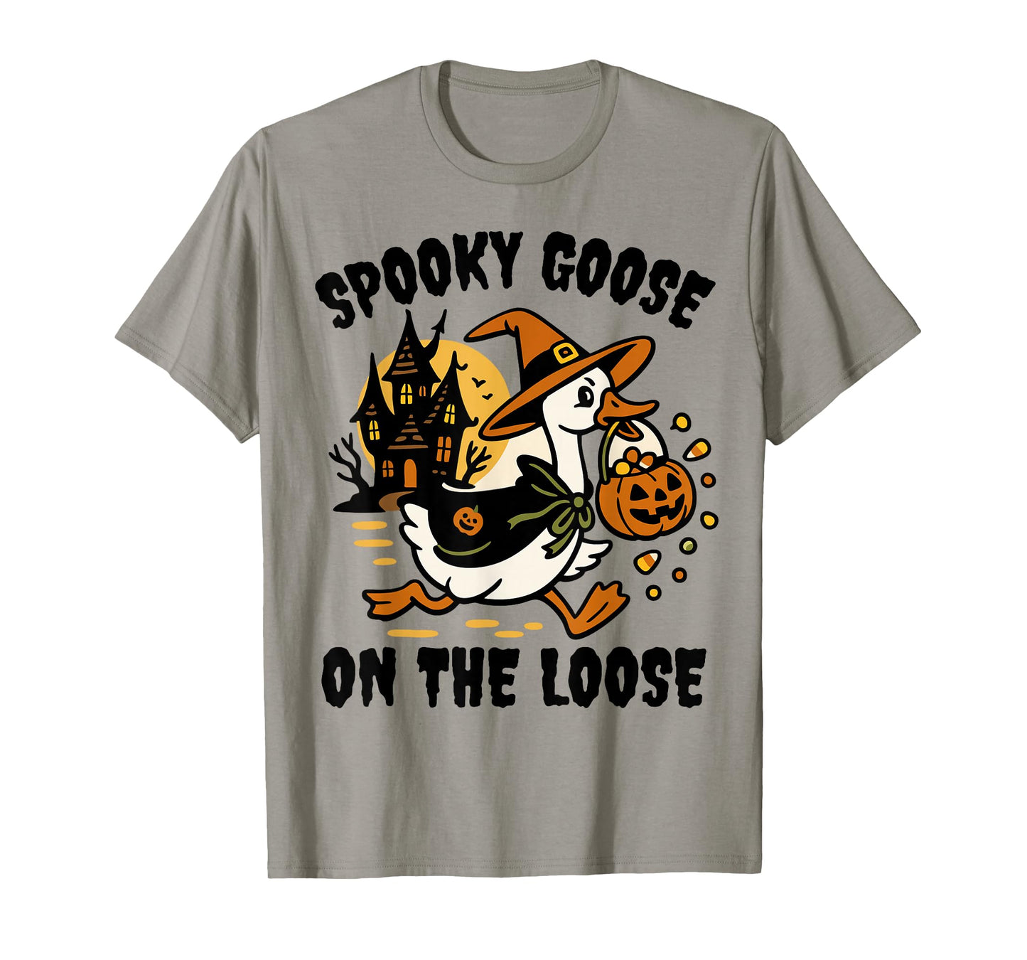 Spooky Goose On The Loose Goose Witch Animal Halloween T-Shirt